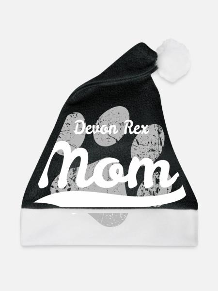 Devon Rex Mom - Weihnachtsmütze - Schwarz/Weiß - Vorne