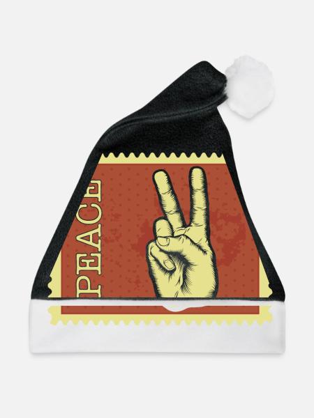 Peace - Weihnachtsmütze - Schwarz/Weiß - Vorne