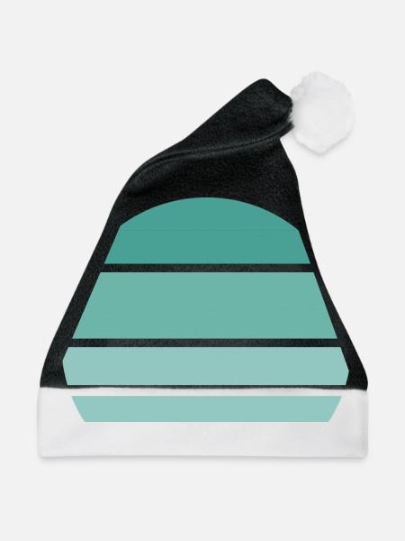 Blau - Sonnenuntergang - Weihnachtsmütze - Schwarz/Weiß - Vorne