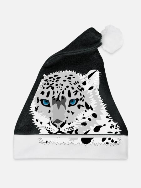 Schneeleopard - Weihnachtsmütze - Schwarz/Weiß
