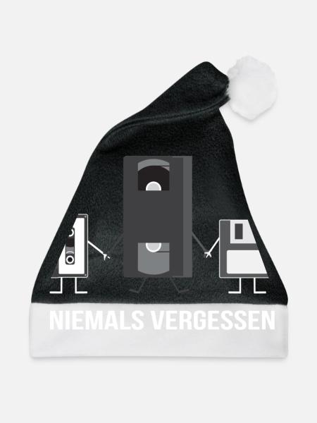 90er T-Shirt 2018 - Neunziger Motiv Retro - Weihnachtsmütze - Schwarz/Weiß