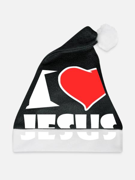 I Love Jesus - Weihnachtsmütze - Schwarz/Weiß