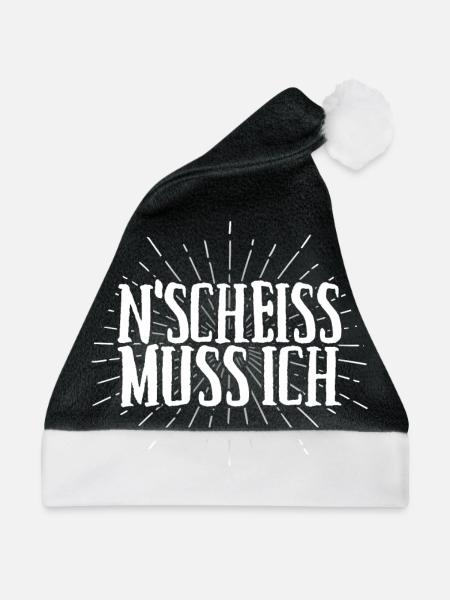 N Scheiss muss ich - Weihnachtsmütze - Schwarz/Weiß - Vorne