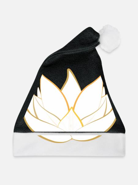 Goldene Lotusblüte - Lotosblüte - Weihnachtsmütze - Schwarz/Weiß - Vorne