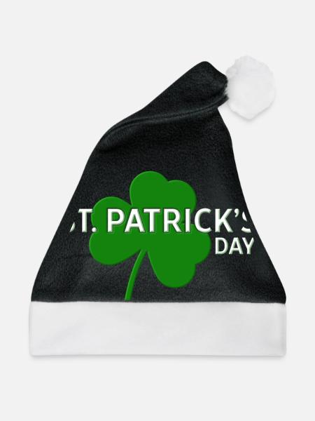 St. Patrick´s Day with shamrock - mit Kleeblatt - Weihnachtsmütze - Schwarz/Weiß