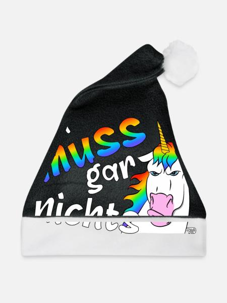 Lustiges böses Einhorn, ich muss gar nichts - Weihnachtsmütze - Schwarz/Weiß - Vorne