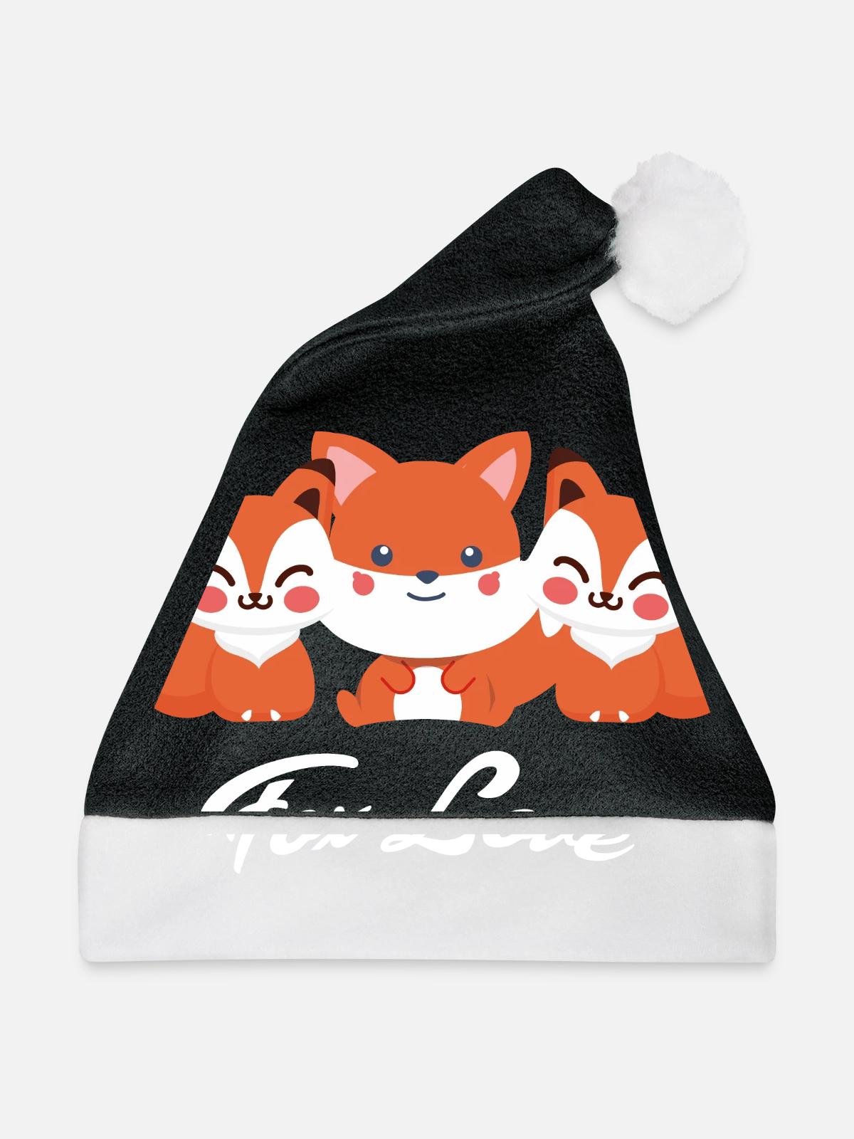 Fuchs - Weihnachtsmütze - Schwarz/Weiß - Vorne