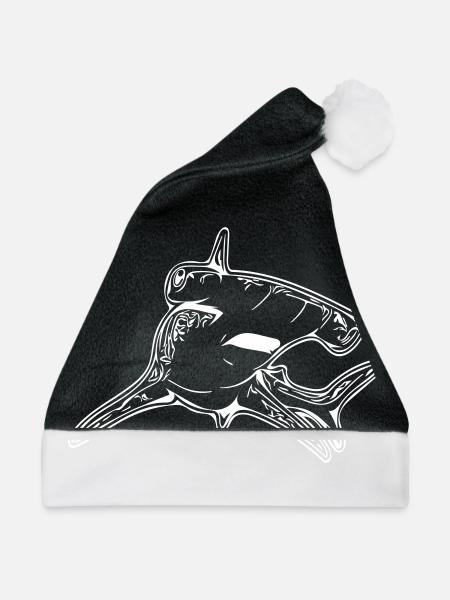 Eleganter Hammerhai - Weihnachtsmütze - Schwarz/Weiß - Vorne