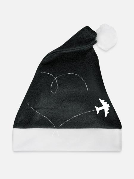 Herz Flugzeug Flieger Pilot Reisen Geschenk - Weihnachtsmütze - Schwarz/Weiß