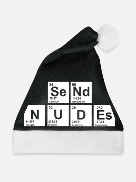 nerdy Send Nudes - Weihnachtsmütze - Schwarz/Weiß - Vorne
