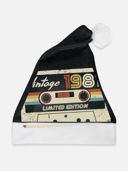 Vintage 1981 Retro Kassette 40. Geburtstag - Weihnachtsmütze - Schwarz/Weiß