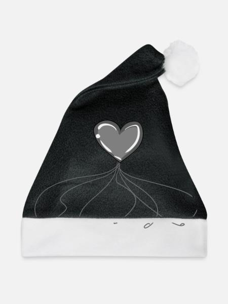 herz faden verbunden linien linie - Weihnachtsmütze - Schwarz/Weiß - Vorne