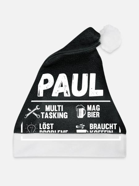 Paul - Weihnachtsmütze - Schwarz/Weiß - Vorne