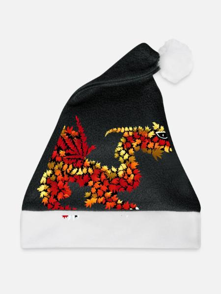 Drache aus Herbstlaub - Weihnachtsmütze - Schwarz/Weiß