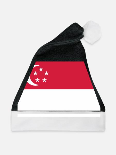 Singapur Flagge - Weihnachtsmütze - Schwarz/Weiß