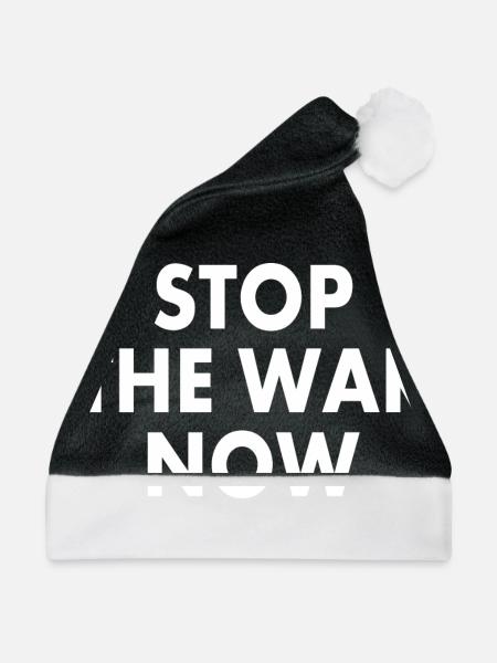 Stop the war now - Weihnachtsmütze - Schwarz/Weiß - Vorne