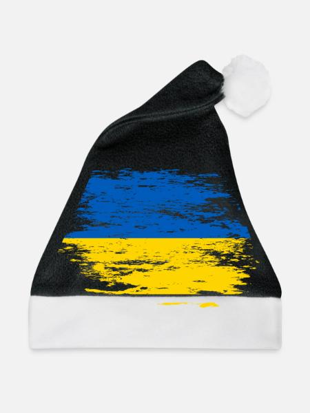 Ukraine Flagge used - Weihnachtsmütze - Schwarz/Weiß