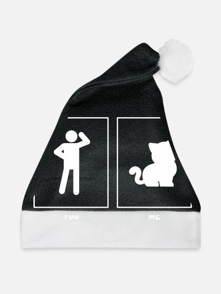 Du - Ich - Miezekatze - Weihnachtsmütze - Schwarz/Weiß - Vorne