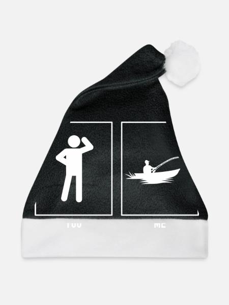 Sie - Ich - Friedliches Fischen - Weihnachtsmütze - Schwarz/Weiß - Vorne