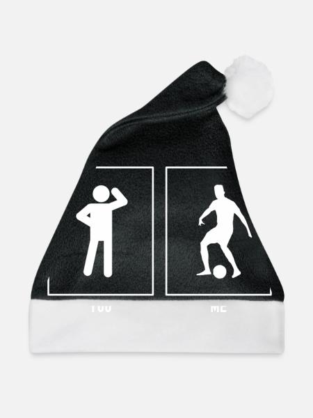 Du - Ich - Fußballspieler Mitte - Weihnachtsmütze - Schwarz/Weiß - Vorne
