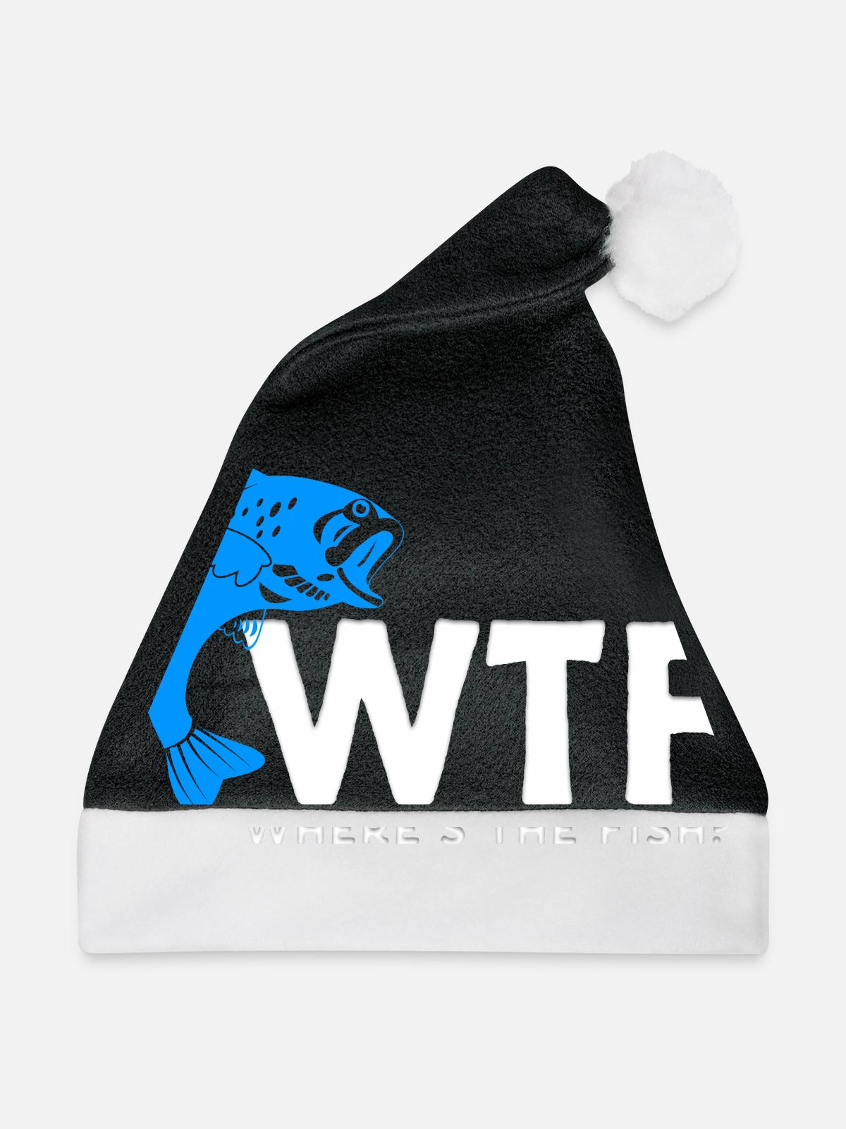 Fisch Fischen - Weihnachtsmütze - Schwarz/Weiß - Vorne