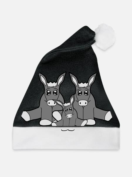 familie paar nachwuchs junges mama papa klein baby - Weihnachtsmütze - Schwarz/Weiß - Vorne