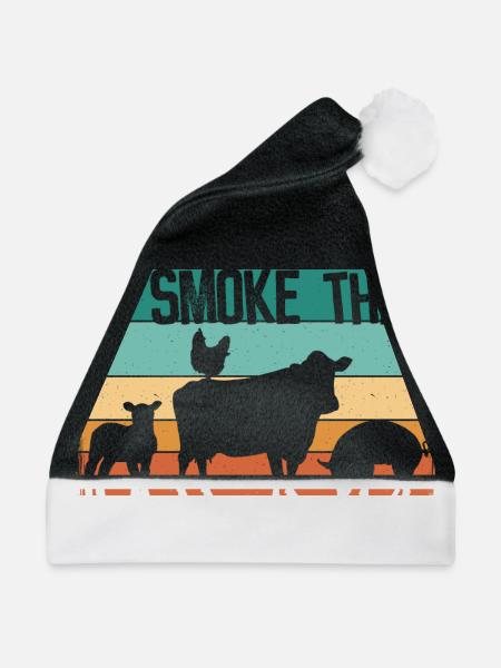Ich smoke das - Retro Grillen Smoker - Weihnachtsmütze - Schwarz/Weiß - Vorne