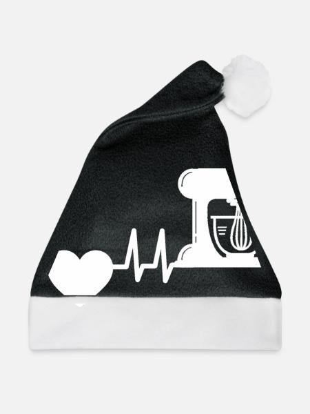 Bäcker Backen Herzschlag Bäckerei Hobby Konditor - Weihnachtsmütze - Schwarz/Weiß - Vorne