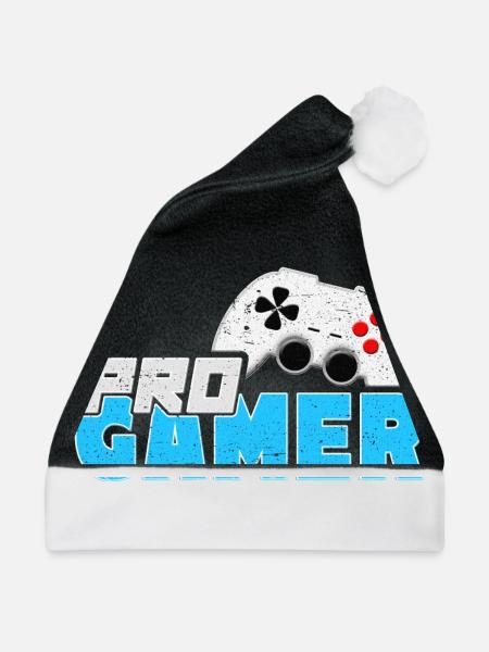 Pro Gamer blau mit Gamepad - Weihnachtsmütze - Schwarz/Weiß