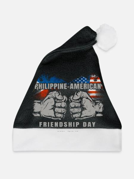 Philippinisch-amerikanischer Freundschaftstag - Weihnachtsmütze - Schwarz/Weiß - Vorne