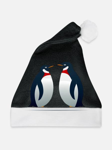 Penguin couple - Weihnachtsmütze - Schwarz/Weiß