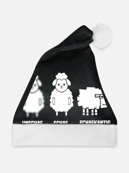 Schaf Unschaf Kantig - Weihnachtsmütze - Schwarz/Weiß - Vorne