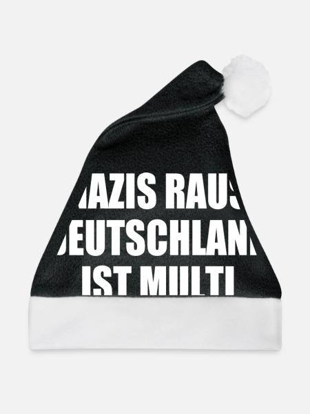 nazis raus deutschland ist multi - Weihnachtsmütze - Schwarz/Weiß - Vorne