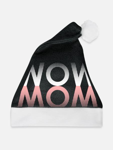 WOW MOM - Weihnachtsmütze - Schwarz/Weiß - Vorne