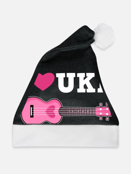 Ukulele Ich Liebe - Weihnachtsmütze - Schwarz/Weiß