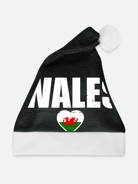 Wales Walisische Flagge Waliser - Weihnachtsmütze - Schwarz/Weiß - Vorne