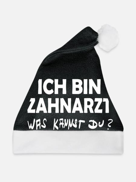 Geschenk für Zahnarzt - Weihnachtsmütze - Schwarz/Weiß - Vorne