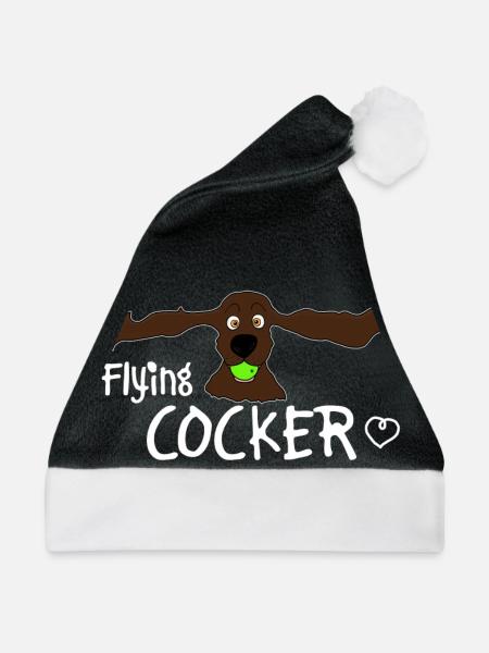 Cocker Spaniel - Weihnachtsmütze - Schwarz/Weiß - Vorne