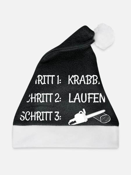 Kinder - Holz machen- Erste Schritte - Weihnachtsmütze - Schwarz/Weiß - Vorne