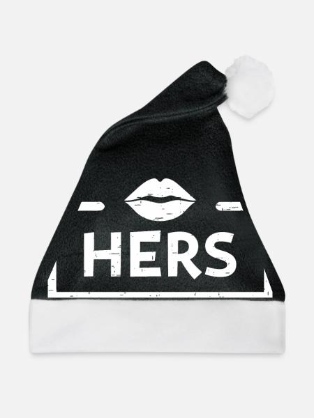 His / Hers - Partner Liebe zum Valentinstag - Weihnachtsmütze - Schwarz/Weiß - Vorne