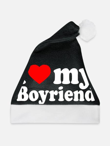 I love my boyfriend - Weihnachtsmütze - Schwarz/Weiß - Vorne