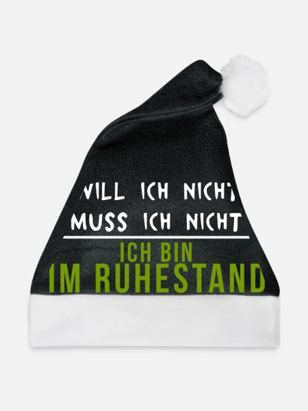 Rentner Ruhestand Rentnerin Lustig - Weihnachtsmütze - Schwarz/Weiß