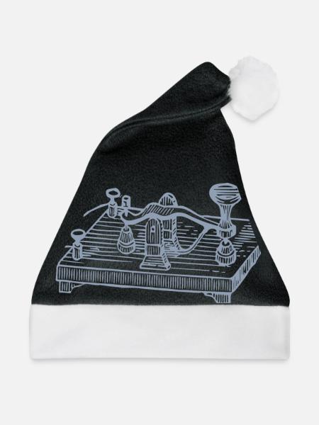 Vintage Morsecode Gerät, Retro Kommunikation - Weihnachtsmütze - Schwarz/Weiß - Vorne