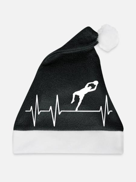 Torwart Fußballtorwart Herzschlag Herz Puls Goalie - Weihnachtsmütze - Schwarz/Weiß