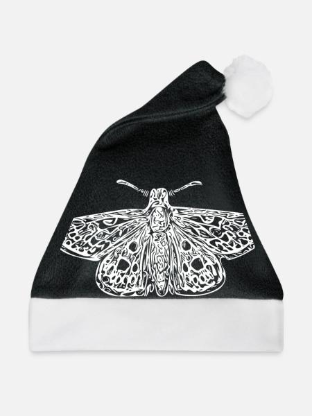 Eleganter Vintage Falter - Weihnachtsmütze - Schwarz/Weiß - Vorne