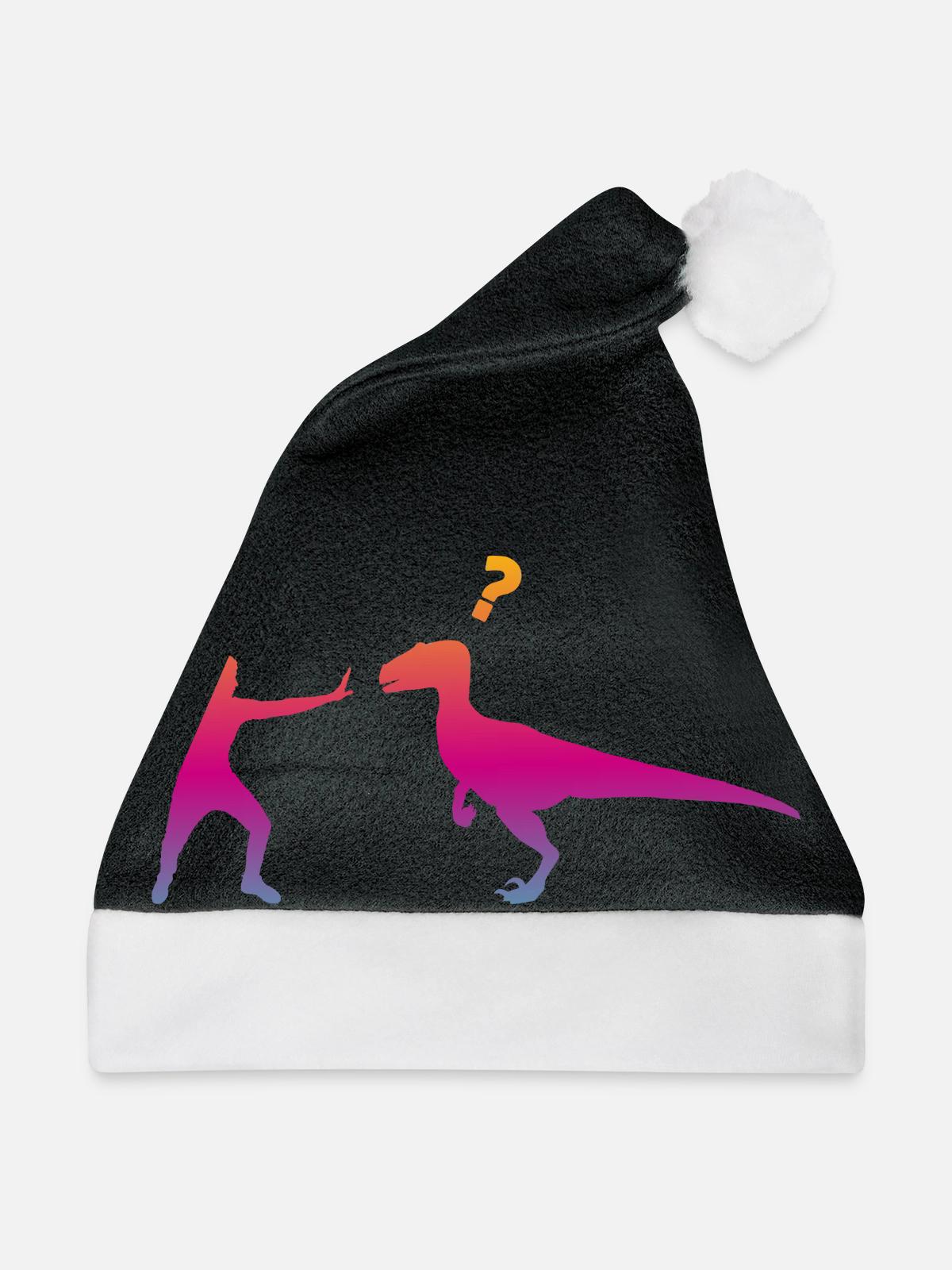 Velociraptor Dinosaurier - Weihnachtsmütze - Schwarz/Weiß - Vorne