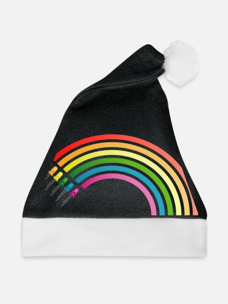 Regenbogen LED Shirt Geschenkidee Sonderangebot - Weihnachtsmütze - Schwarz/Weiß