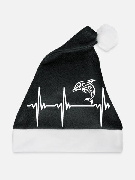 Herzschlag für Delfine - Weihnachtsmütze - Schwarz/Weiß - Vorne