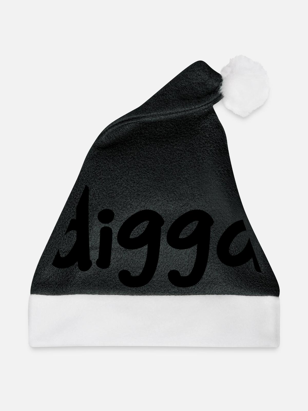 digga - Jugendwort - Weihnachtsmütze - Schwarz/Weiß - Vorne