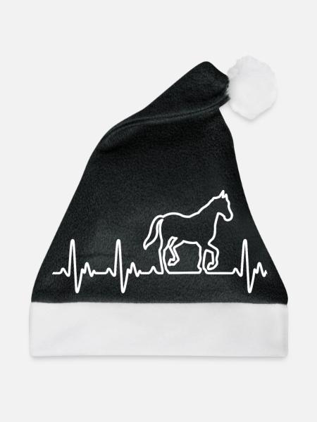 Herz für Pferde - Weihnachtsmütze - Schwarz/Weiß - Vorne
